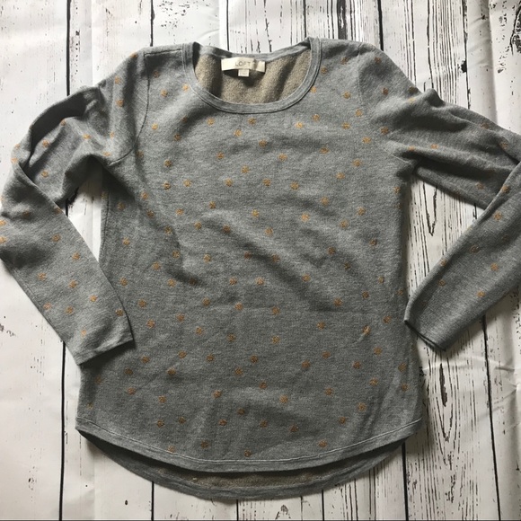 Ann Taylor LOFT gray sweater w gold polka dots S - Picture 2 of 7